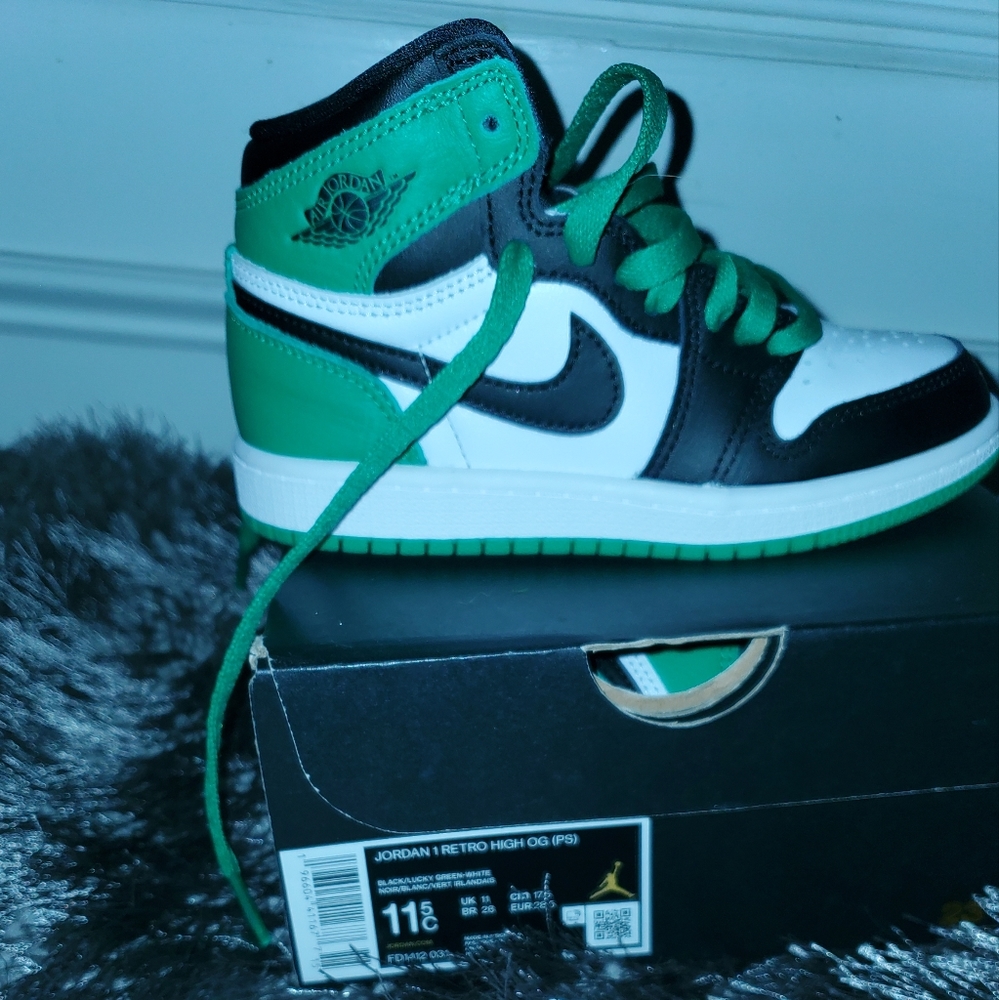 NEVER WORN 11c Jordan1 retro high OG PS black/lucky green/white